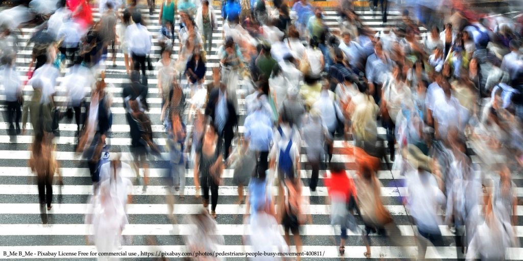 Crowd of people crossing street representing Ethnic Geography - Measurement and Evidence