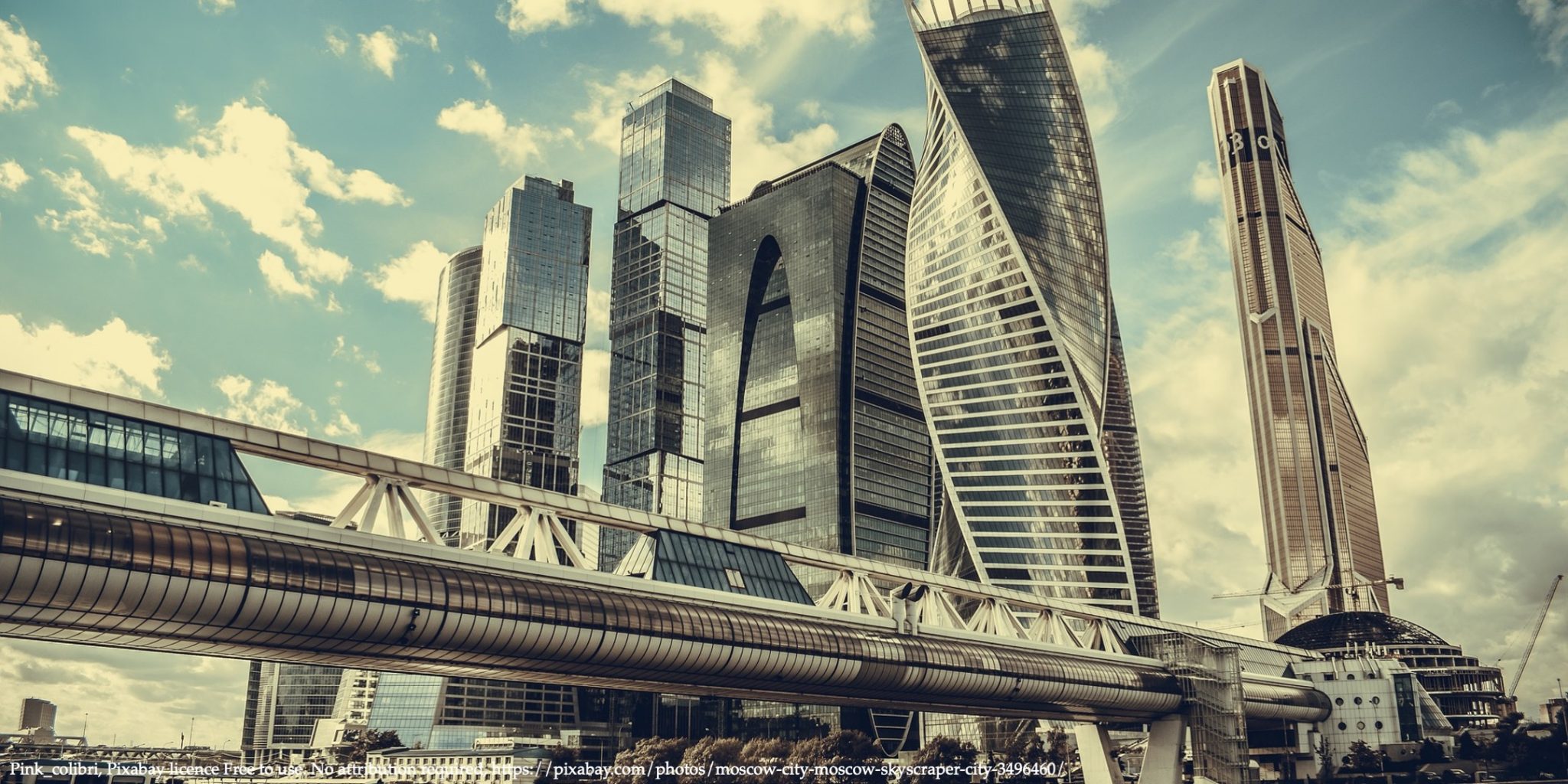 Tall buildings in Moscow city representing central banks and financial markets