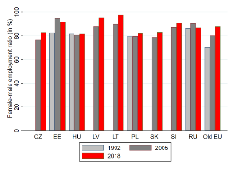 Figure 1A. Female-male labour force participation