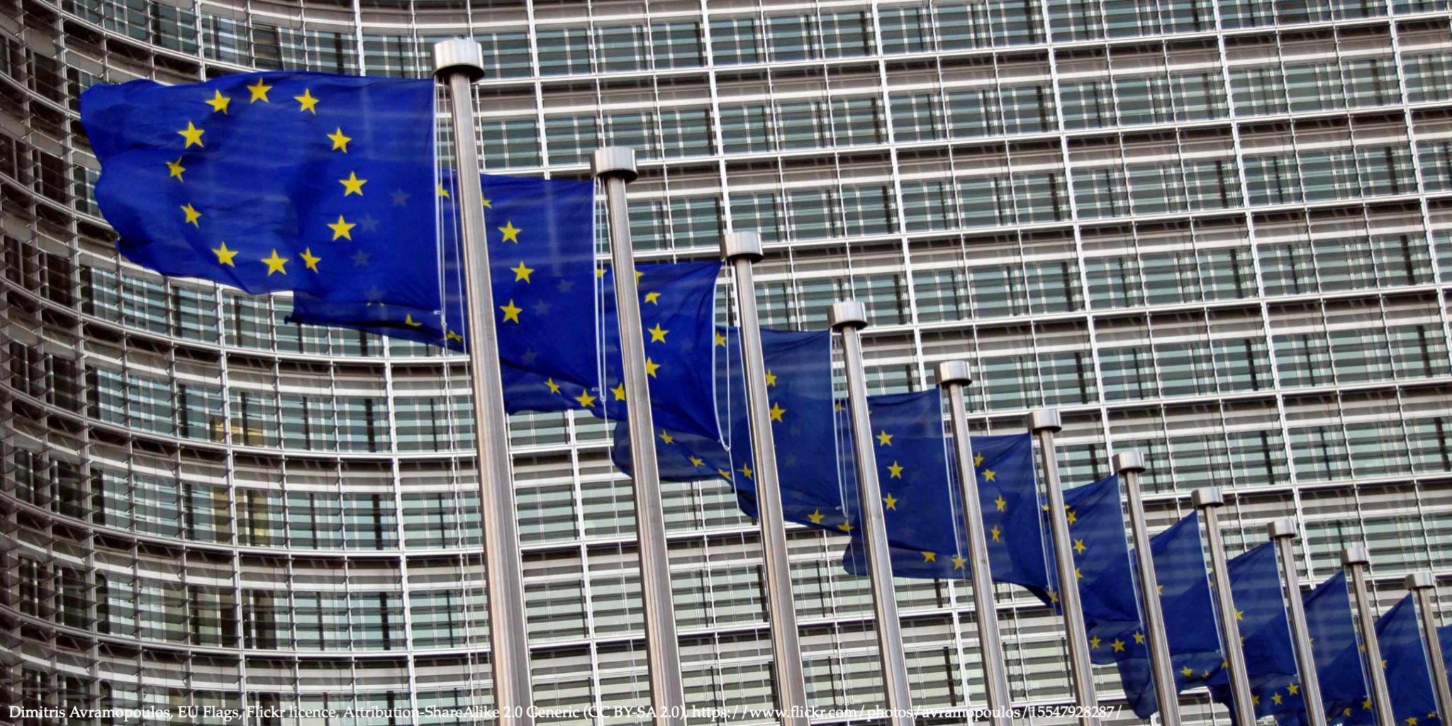 Blue EU flags in front of European Commission representing Ukraine’s integration into the single market