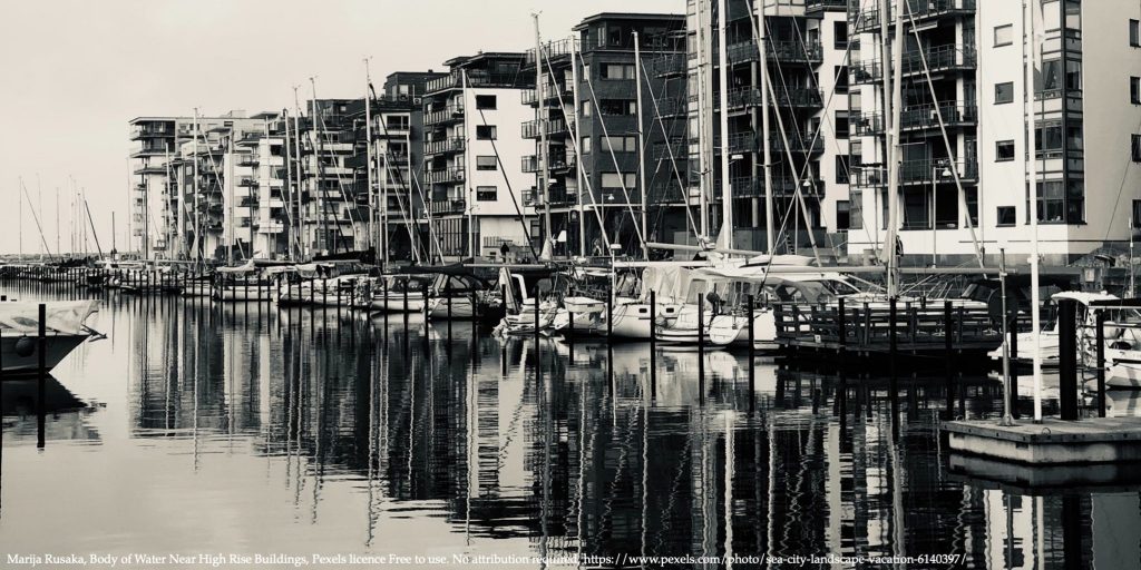 Condominium houses near the water representing inequality during the covid19 pandemic