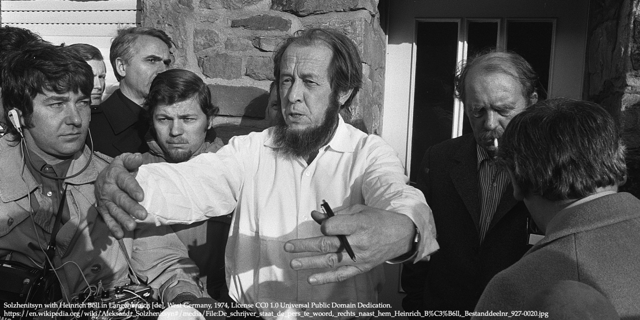 Image with Aleksandr Solzhenitsyn representing his work and Nobel Prize