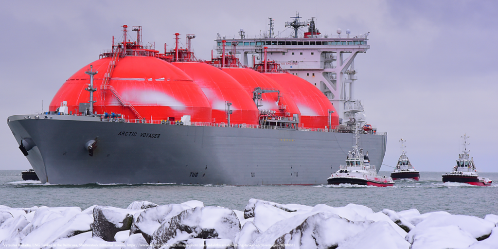 Image of the LNG tanker in the Baltic Sea representing EU gas purchasing mechanism